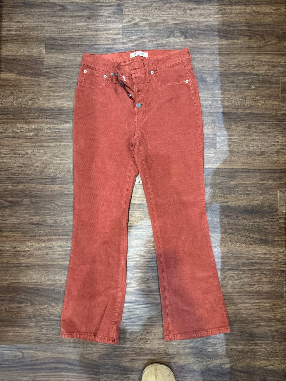 Madewell Women's Rust Red Corduroy Wide-Leg Jeans